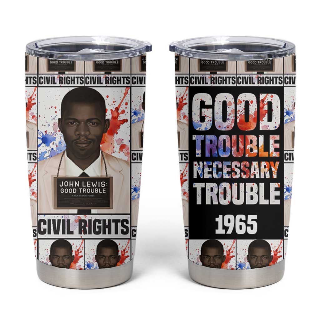 John Lewis Tumbler Cup with Mugshot Collage Design Civil Rights Portrait Good Trouble Tribute - Wonder Print Shop