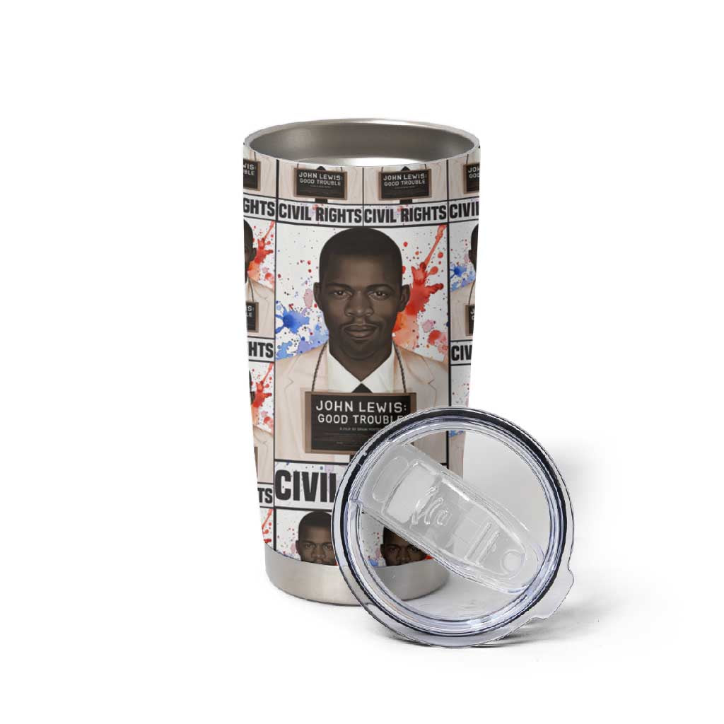 John Lewis Tumbler Cup with Mugshot Collage Design Civil Rights Portrait Good Trouble Tribute - Wonder Print Shop