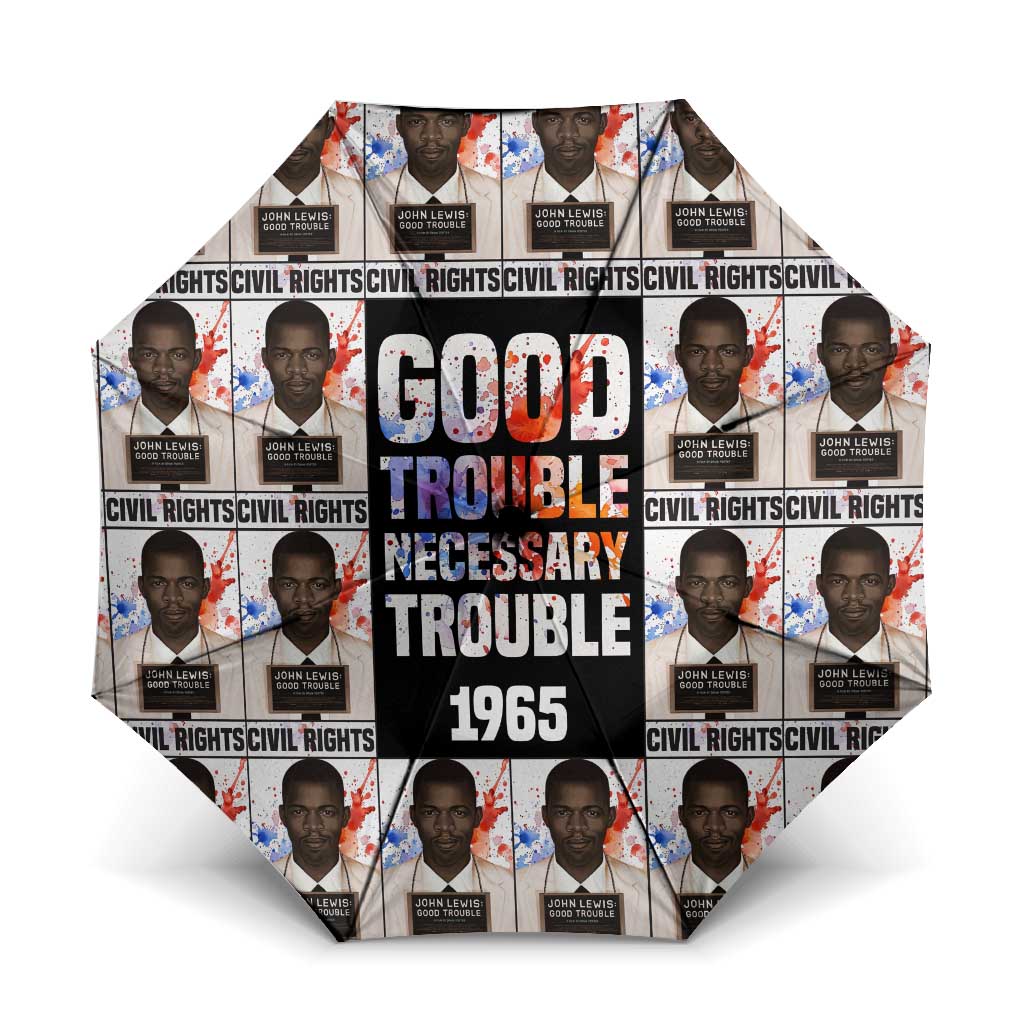 John Lewis Umbrella with Mugshot Collage Design Civil Rights Portrait Good Trouble Tribute - Wonder Print Shop