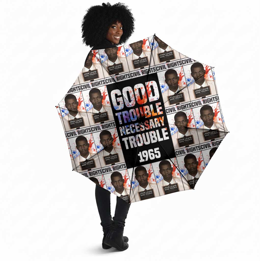 John Lewis Umbrella with Mugshot Collage Design Civil Rights Portrait Good Trouble Tribute - Wonder Print Shop