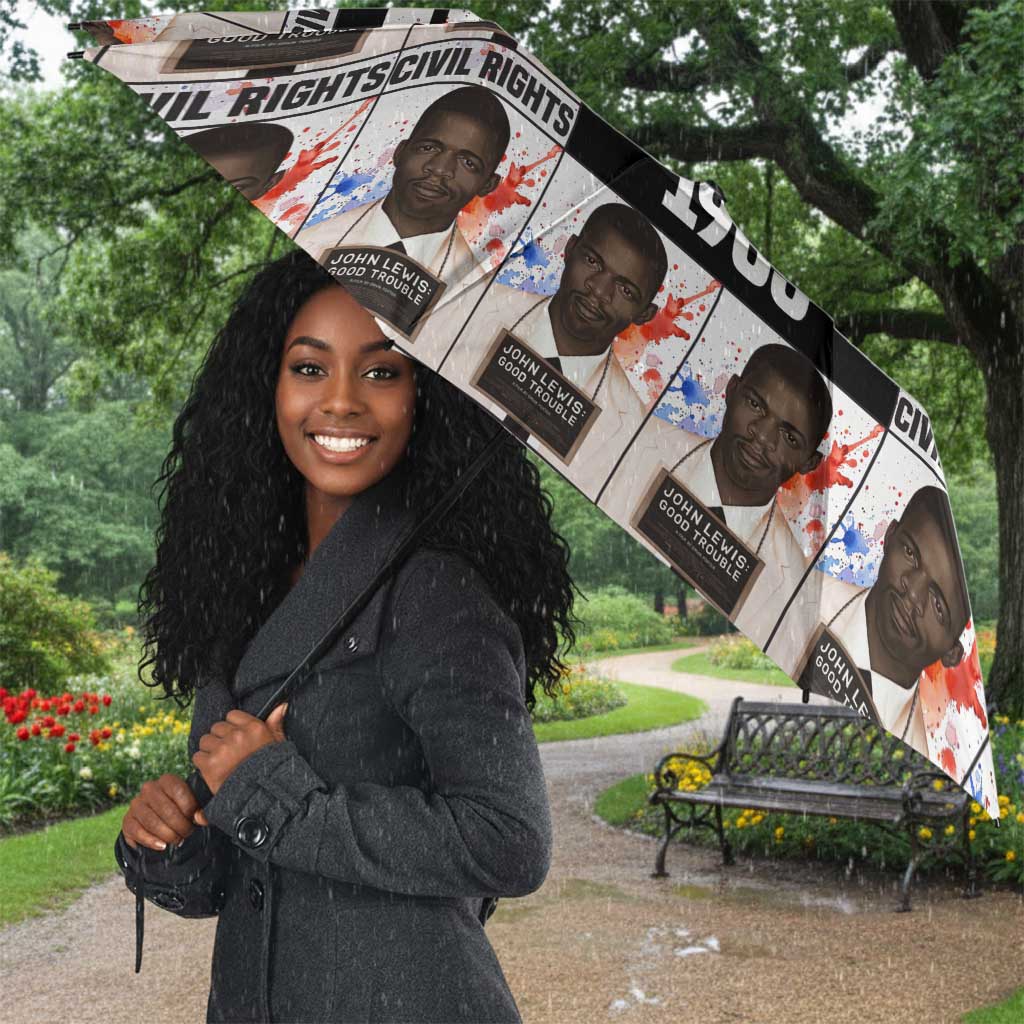 John Lewis Umbrella with Mugshot Collage Design Civil Rights Portrait Good Trouble Tribute - Wonder Print Shop