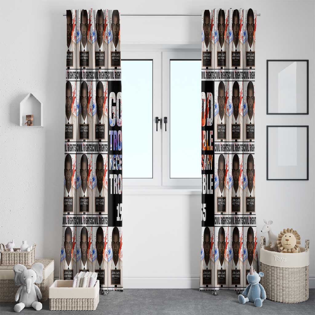 John Lewis Window Curtain with Mugshot Collage Design Civil Rights Portrait Good Trouble Tribute - Wonder Print Shop