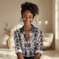 John Lewis Women Casual Shirt with Mugshot Collage Design Civil Rights Portrait Good Trouble Tribute - Wonder Print Shop