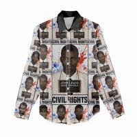 John Lewis Women Casual Shirt with Mugshot Collage Design Civil Rights Portrait Good Trouble Tribute - Wonder Print Shop