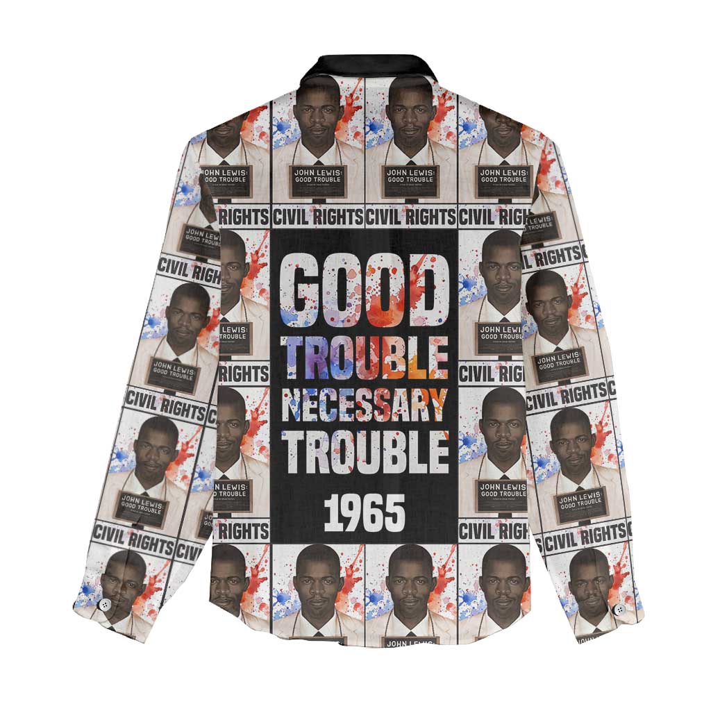 John Lewis Women Casual Shirt with Mugshot Collage Design Civil Rights Portrait Good Trouble Tribute - Wonder Print Shop