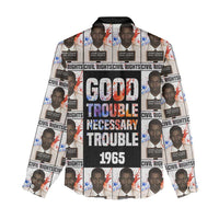 John Lewis Women Casual Shirt with Mugshot Collage Design Civil Rights Portrait Good Trouble Tribute - Wonder Print Shop