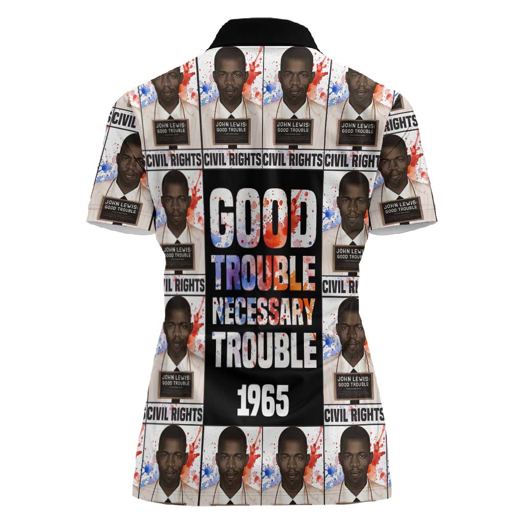 John Lewis Women Polo Shirt with Mugshot Collage Design Civil Rights Portrait Good Trouble Tribute - Wonder Print Shop