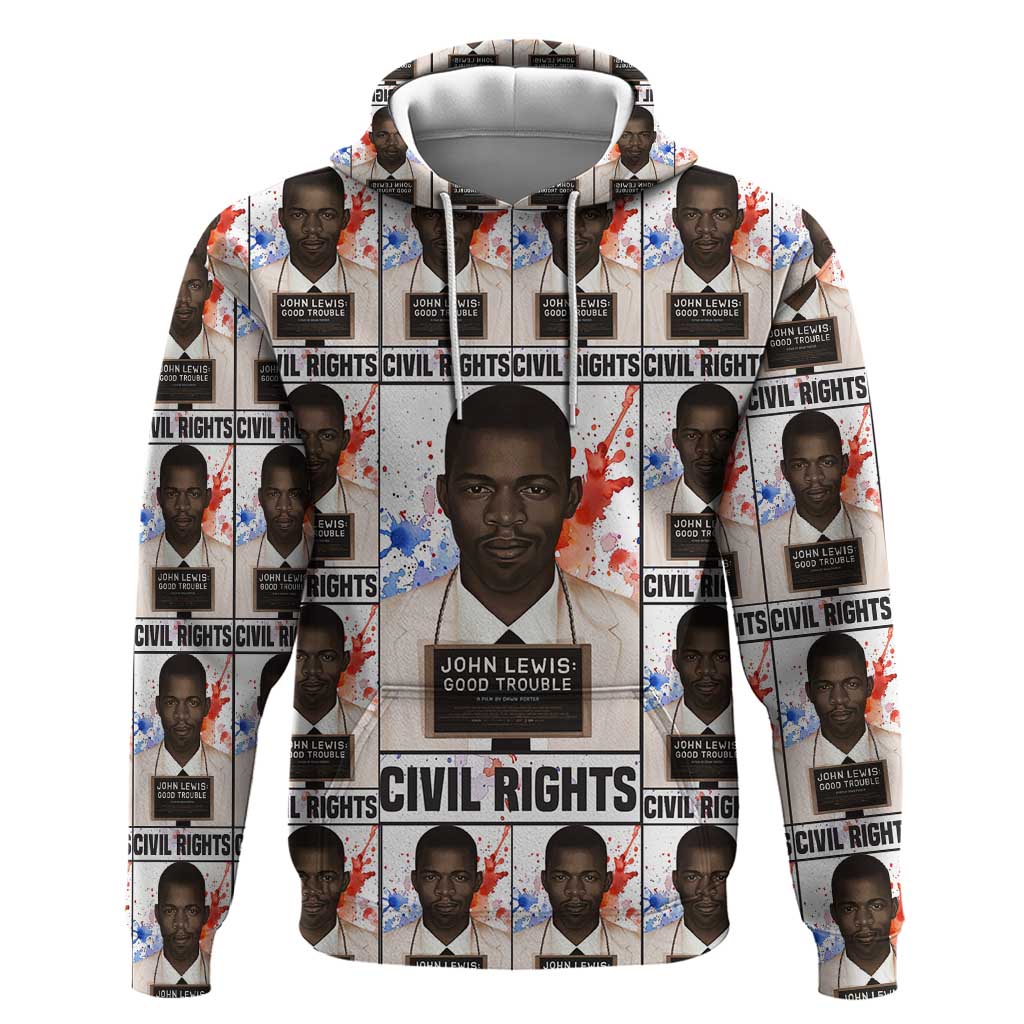 John Lewis Zip Hoodie with Mugshot Collage Design Civil Rights Portrait Good Trouble Tribute - Wonder Print Shop