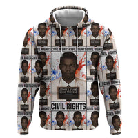 John Lewis Zip Hoodie with Mugshot Collage Design Civil Rights Portrait Good Trouble Tribute - Wonder Print Shop