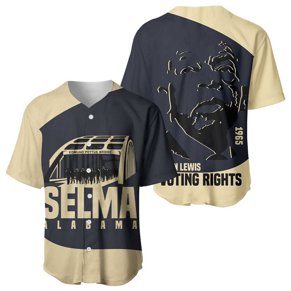 John Lewis Baseball Jersey with Selma Bridge Graphic Civil Rights and Voting Rights Tribute - Wonder Print Shop