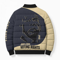 John Lewis Bomber Puffer Jacket with Selma Bridge Graphic Civil Rights and Voting Rights Tribute - Wonder Print Shop