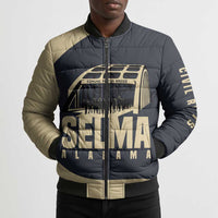 John Lewis Bomber Puffer Jacket with Selma Bridge Graphic Civil Rights and Voting Rights Tribute - Wonder Print Shop