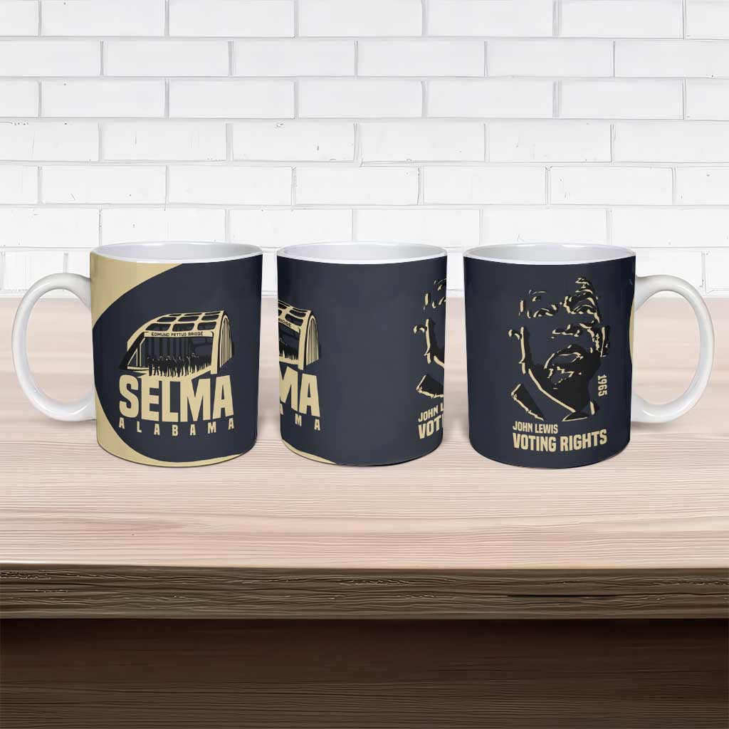 John Lewis Ceramic Mug with Selma Bridge Graphic Civil Rights and Voting Rights Tribute - Wonder Print Shop