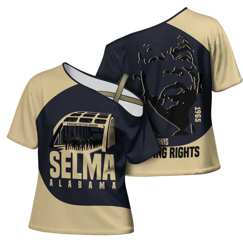 John Lewis Cross Shoulder Shirt with Selma Bridge Graphic Civil Rights and Voting Rights Tribute - Wonder Print Shop