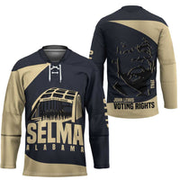 John Lewis Hockey Jersey with Selma Bridge Graphic Civil Rights and Voting Rights Tribute - undefined
