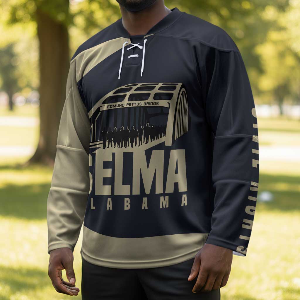 John Lewis Hockey Jersey with Selma Bridge Graphic Civil Rights and Voting Rights Tribute - undefined