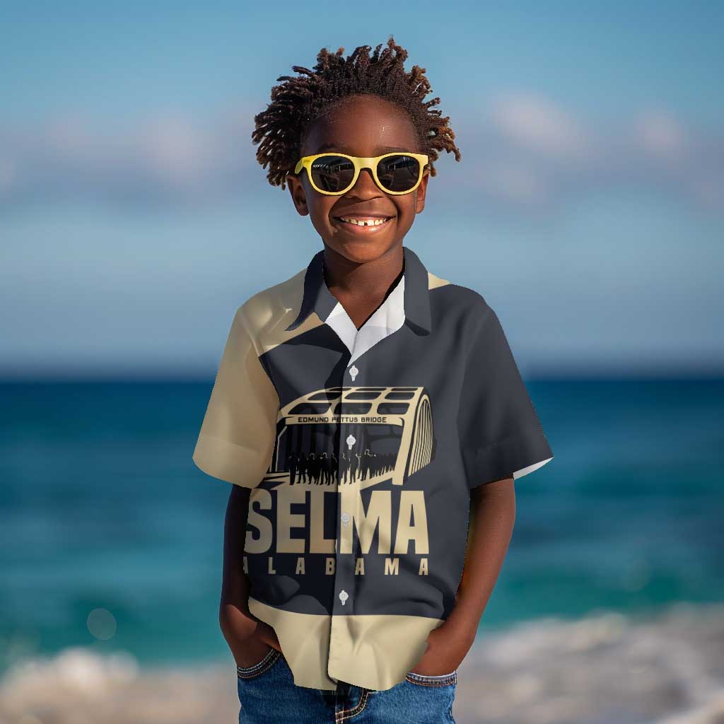 John Lewis Kid Hawaiian Shirt with Selma Bridge Graphic Civil Rights and Voting Rights Tribute - Wonder Print Shop
