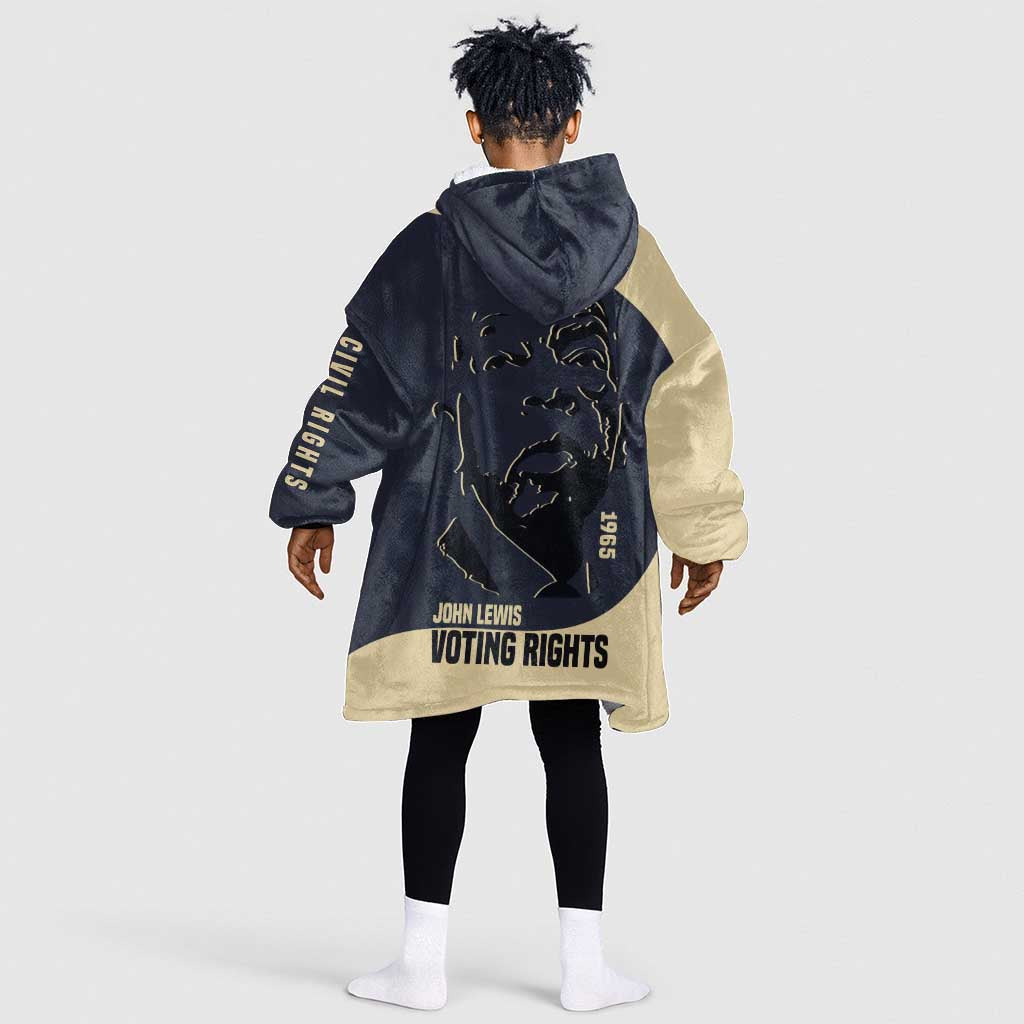 John Lewis Kid Wearable Blanket Hoodie with Selma Bridge Graphic Civil Rights and Voting Rights Tribute - Wonder Print Shop