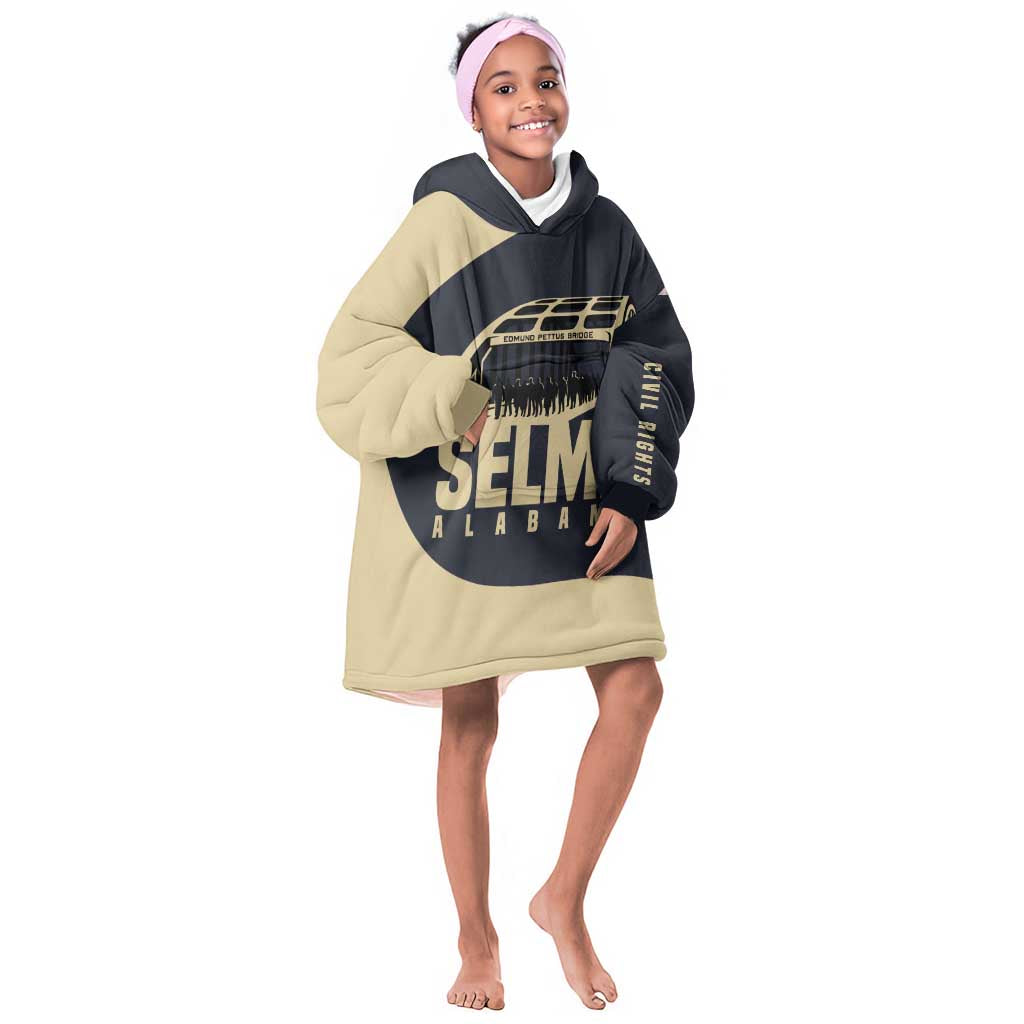 John Lewis Kid Wearable Blanket Hoodie with Selma Bridge Graphic Civil Rights and Voting Rights Tribute - Wonder Print Shop