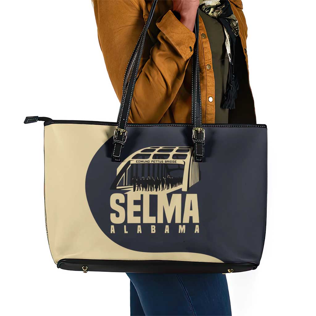 John Lewis Leather Tote Bag with Selma Bridge Graphic Civil Rights and Voting Rights Tribute - Wonder Print Shop