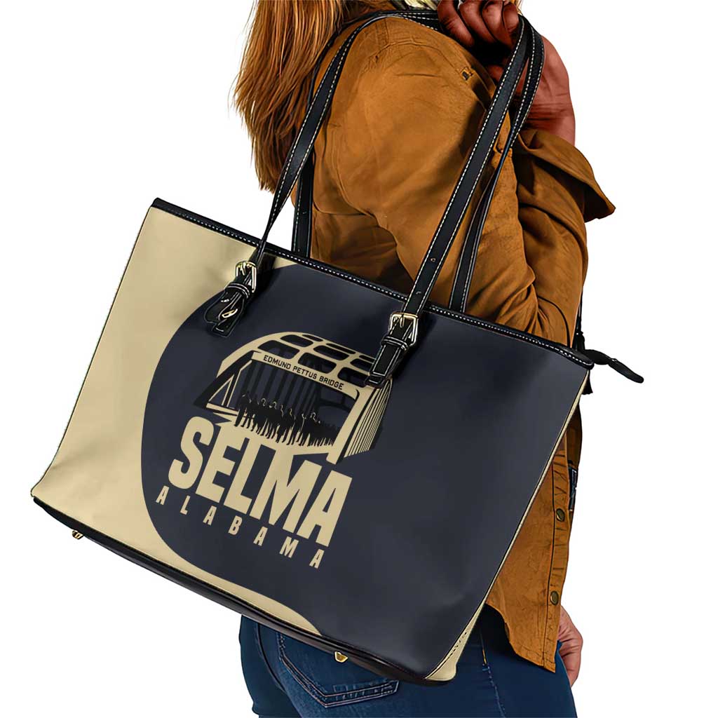 John Lewis Leather Tote Bag with Selma Bridge Graphic Civil Rights and Voting Rights Tribute - Wonder Print Shop