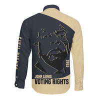 John Lewis Long Sleeve Button Shirt with Selma Bridge Graphic Civil Rights and Voting Rights Tribute - Wonder Print Shop