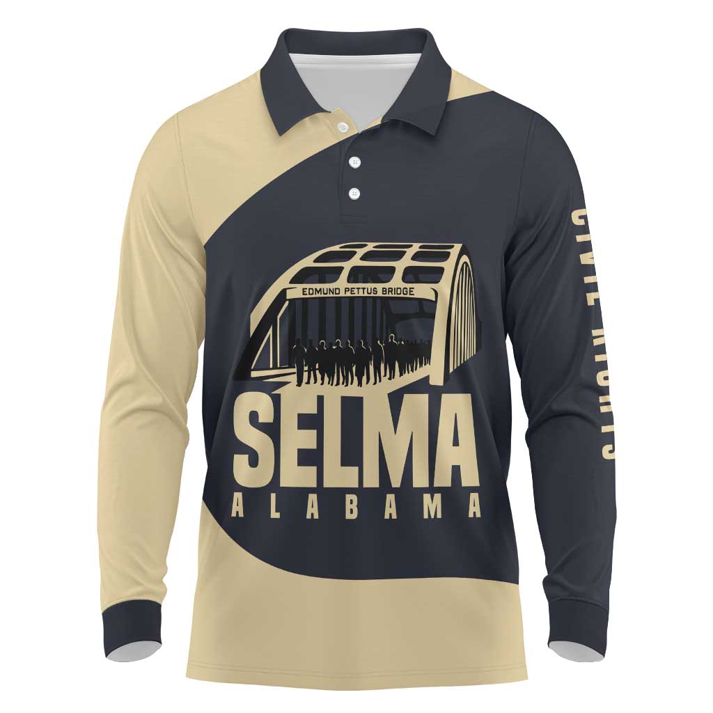 John Lewis Long Sleeve Polo Shirt with Selma Bridge Graphic Civil Rights and Voting Rights Tribute - Wonder Print Shop