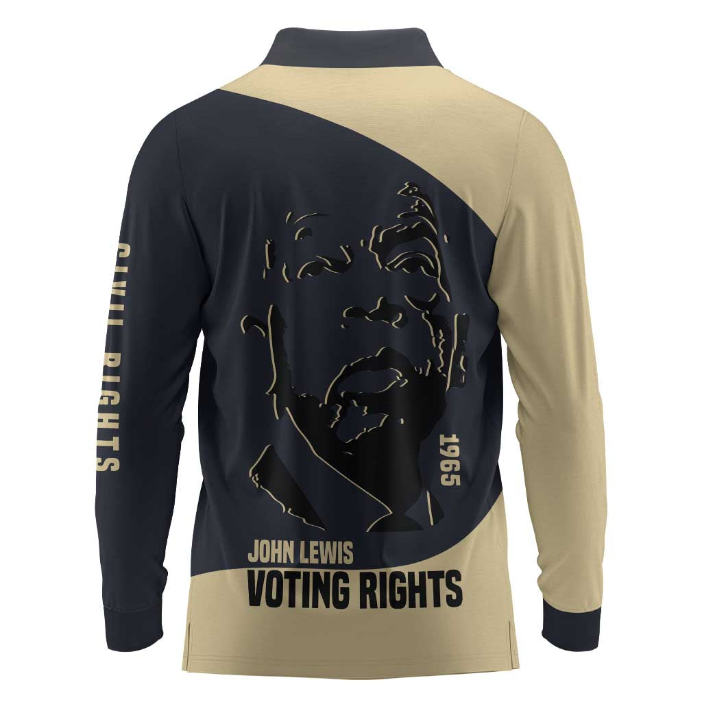 John Lewis Long Sleeve Polo Shirt with Selma Bridge Graphic Civil Rights and Voting Rights Tribute - Wonder Print Shop