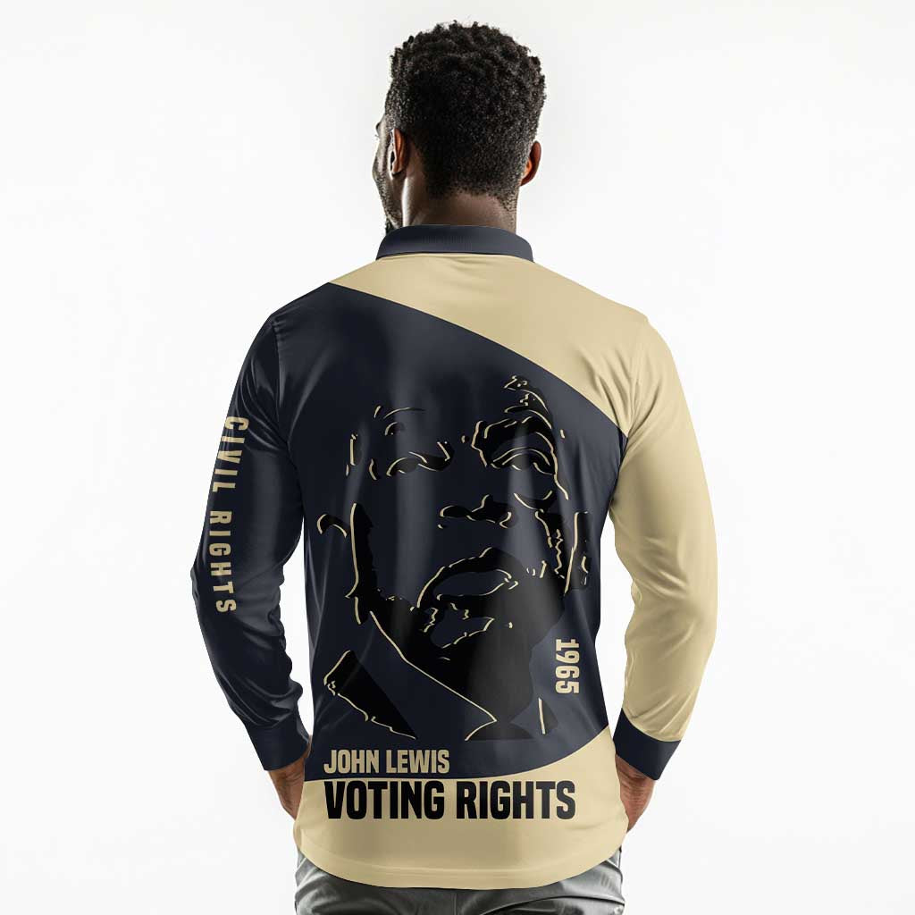 John Lewis Long Sleeve Polo Shirt with Selma Bridge Graphic Civil Rights and Voting Rights Tribute - Wonder Print Shop