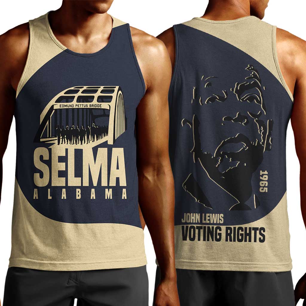 John Lewis Men Tank Top with Selma Bridge Graphic Civil Rights and Voting Rights Tribute - Wonder Print Shop