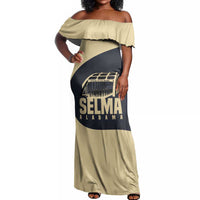 John Lewis Off Shoulder Maxi Dress with Selma Bridge Graphic Civil Rights and Voting Rights Tribute - Wonder Print Shop
