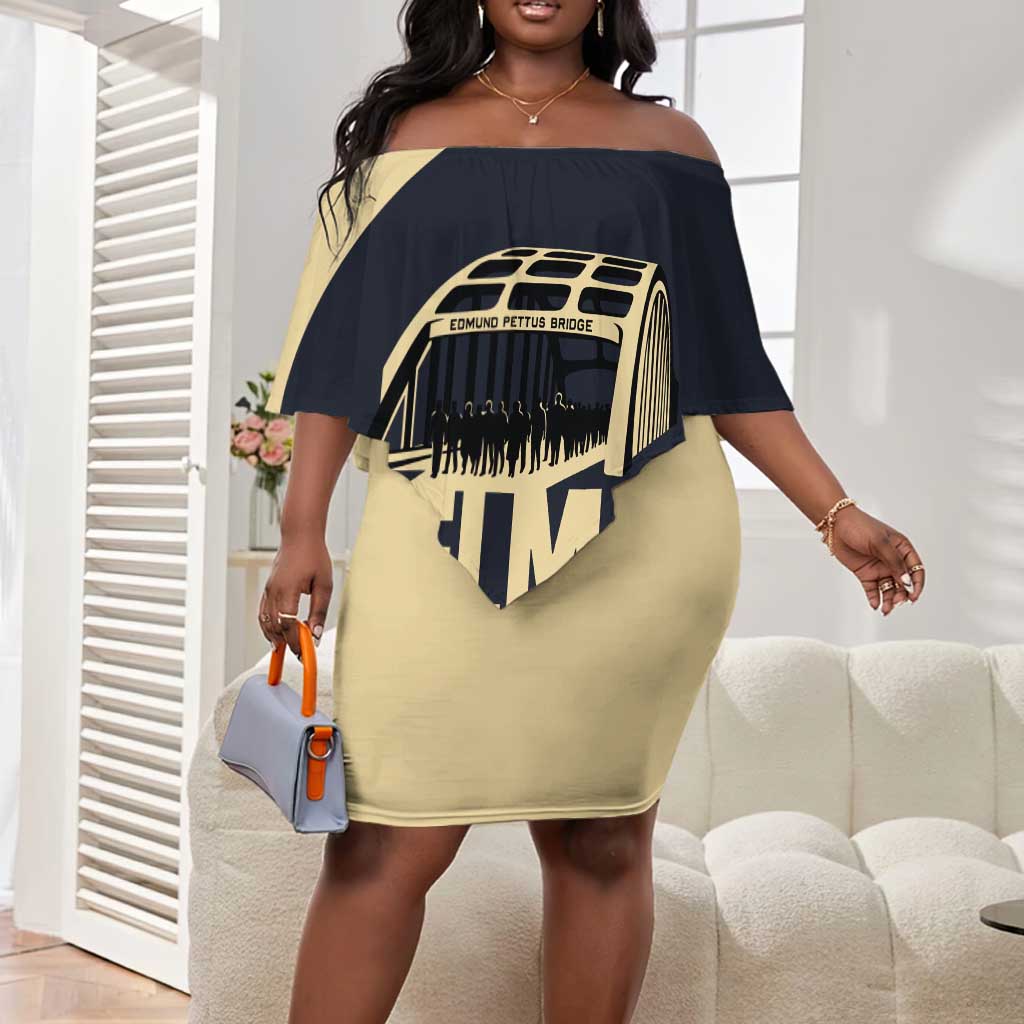 John Lewis Off Shoulder Short Dress with Selma Bridge Graphic Civil Rights and Voting Rights Tribute - undefined