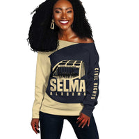 John Lewis Off Shoulder Sweater with Selma Bridge Graphic Civil Rights and Voting Rights Tribute - Wonder Print Shop