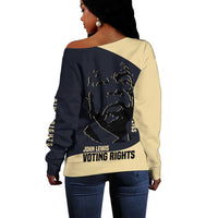 John Lewis Off Shoulder Sweater with Selma Bridge Graphic Civil Rights and Voting Rights Tribute - Wonder Print Shop