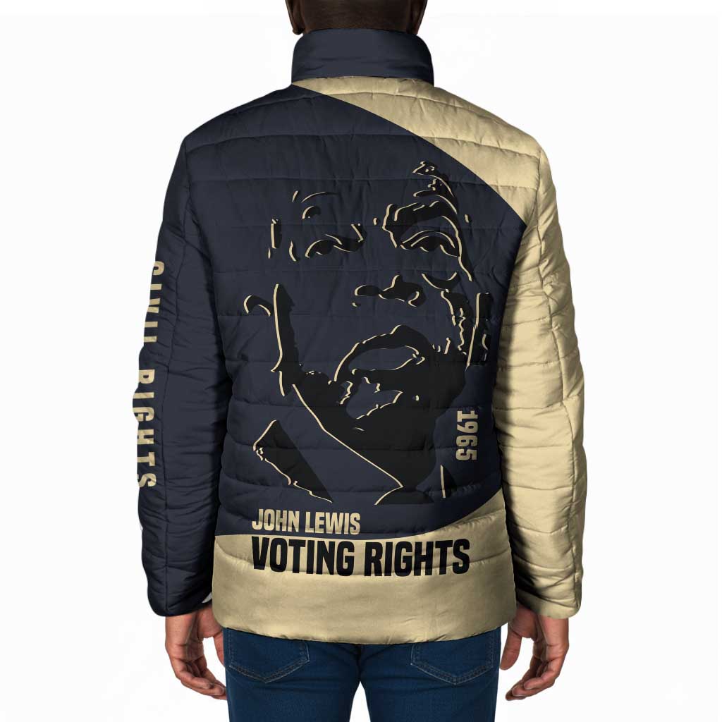 John Lewis Padded Jacket with Selma Bridge Graphic Civil Rights and Voting Rights Tribute - Wonder Print Shop