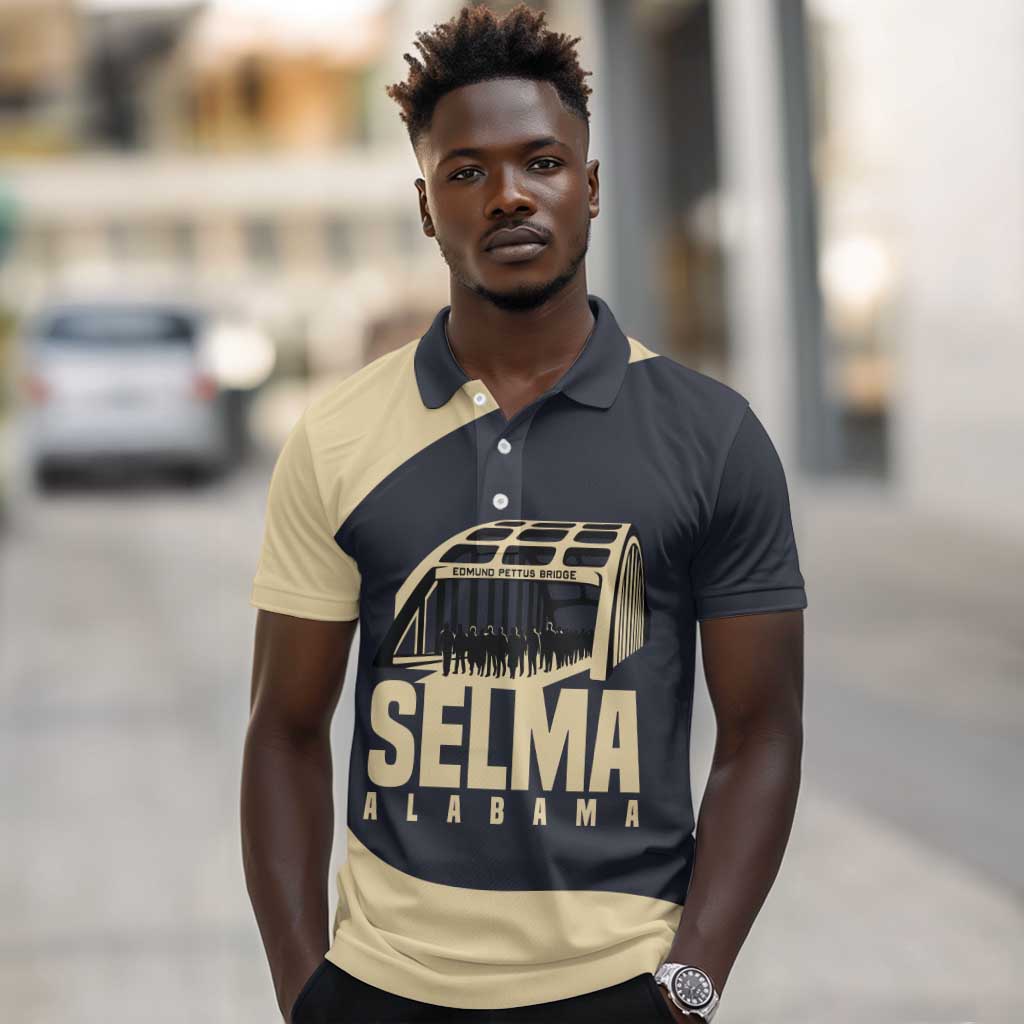 John Lewis Polo Shirt with Selma Bridge Graphic Civil Rights and Voting Rights Tribute - Wonder Print Shop