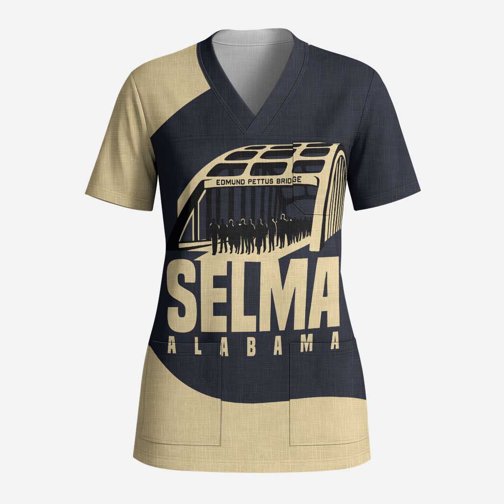 John Lewis Scrub Top with Selma Bridge Graphic Civil Rights and Voting Rights Tribute - Wonder Print Shop