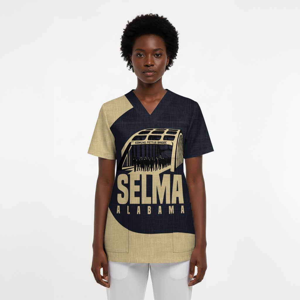 John Lewis Scrub Top with Selma Bridge Graphic Civil Rights and Voting Rights Tribute - Wonder Print Shop
