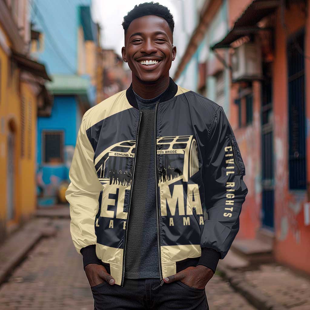 John Lewis Sleeve Zip Bomber Jacket with Selma Bridge Graphic Civil Rights and Voting Rights Tribute - Wonder Print Shop