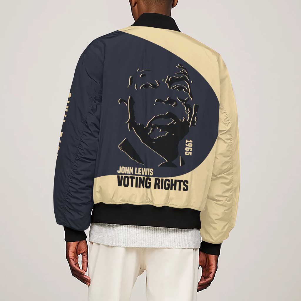 John Lewis Sleeve Zip Bomber Jacket with Selma Bridge Graphic Civil Rights and Voting Rights Tribute - Wonder Print Shop
