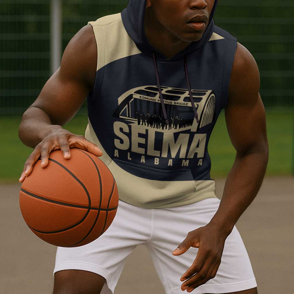 John Lewis Sleeveless Hoodie with Selma Bridge Graphic Civil Rights and Voting Rights Tribute - Wonder Print Shop