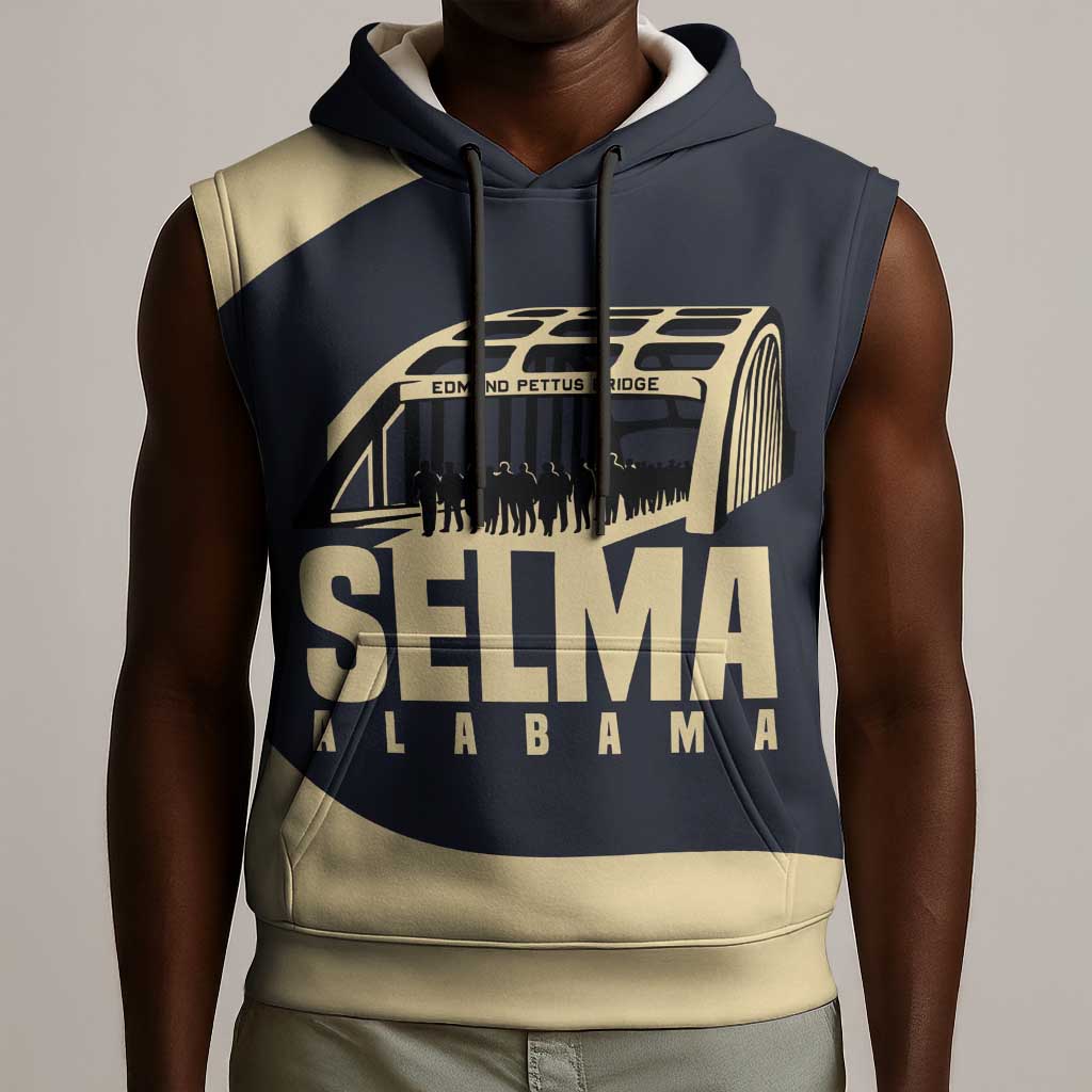 John Lewis Sleeveless Hoodie with Selma Bridge Graphic Civil Rights and Voting Rights Tribute - Wonder Print Shop