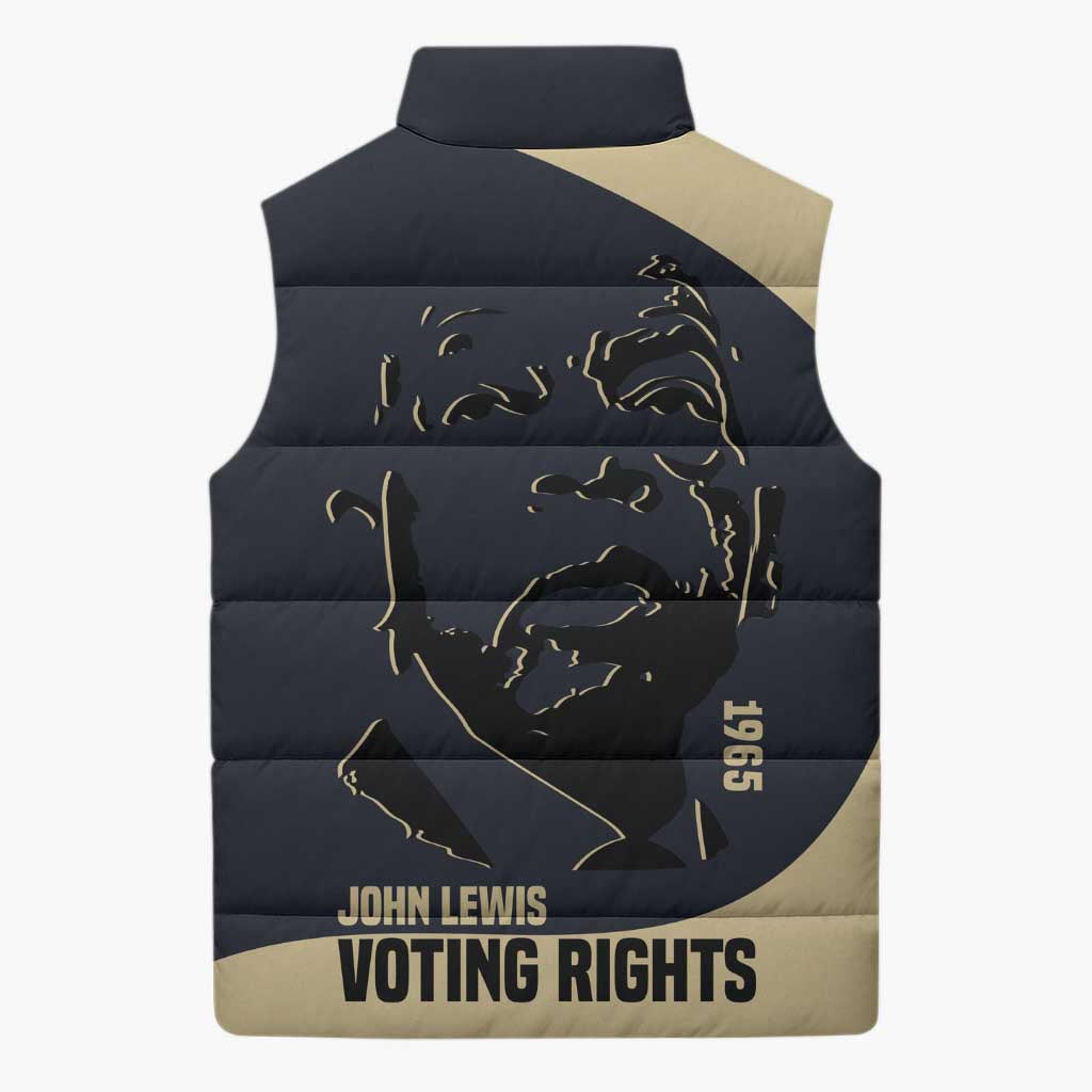John Lewis Sleeveless Puffer Jacket with Selma Bridge Graphic Civil Rights and Voting Rights Tribute - Wonder Print Shop