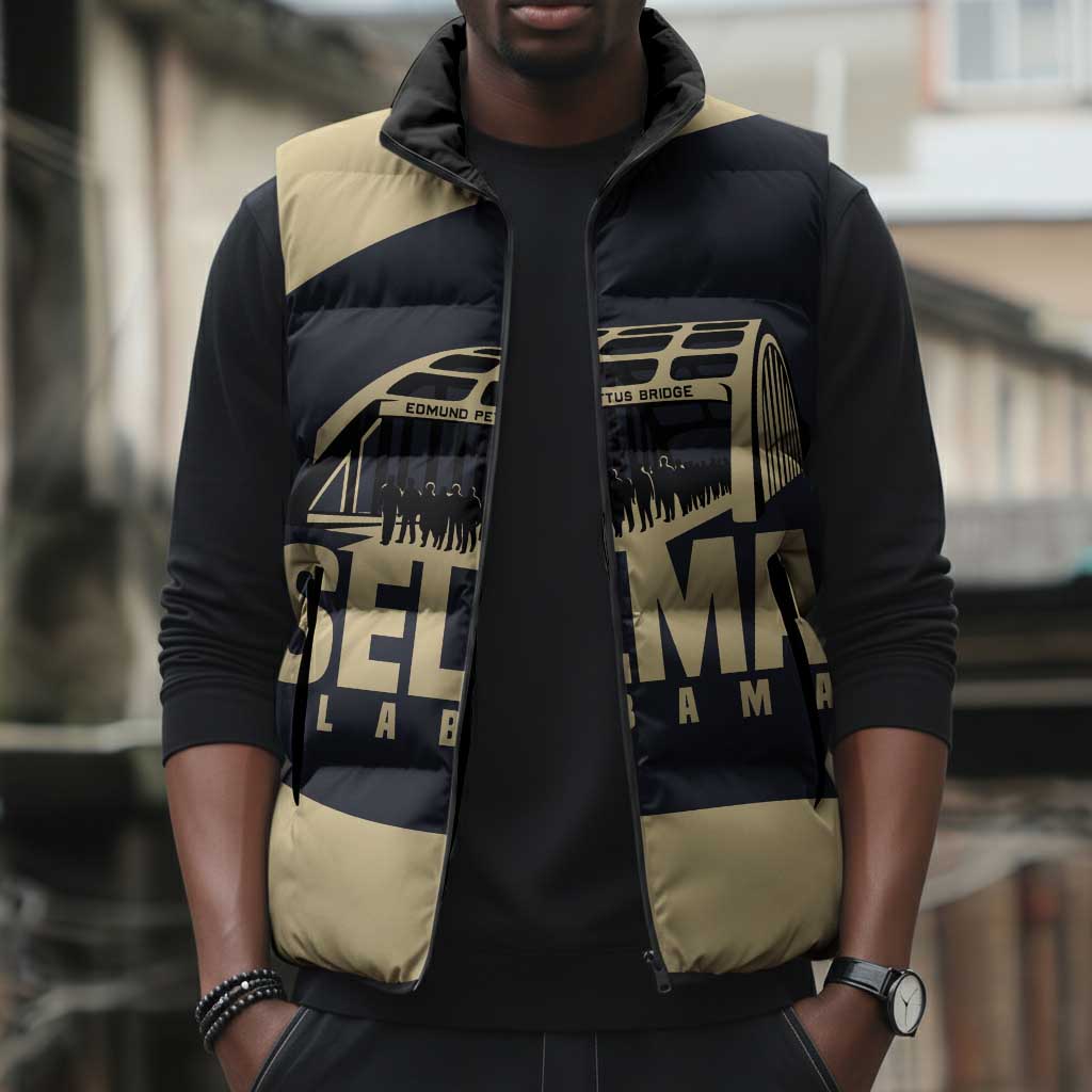 John Lewis Sleeveless Puffer Jacket with Selma Bridge Graphic Civil Rights and Voting Rights Tribute - Wonder Print Shop