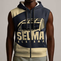 John Lewis Sleeveless Zip Hoodie with Selma Bridge Graphic Civil Rights and Voting Rights Tribute - Wonder Print Shop