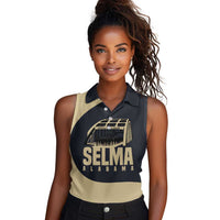 John Lewis Women Sleeveless Polo Shirt with Selma Bridge Graphic Civil Rights and Voting Rights Tribute - Wonder Print Shop