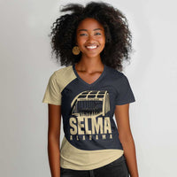 John Lewis Women V-Neck T-Shirt with Selma Bridge Graphic Civil Rights and Voting Rights Tribute - Wonder Print Shop