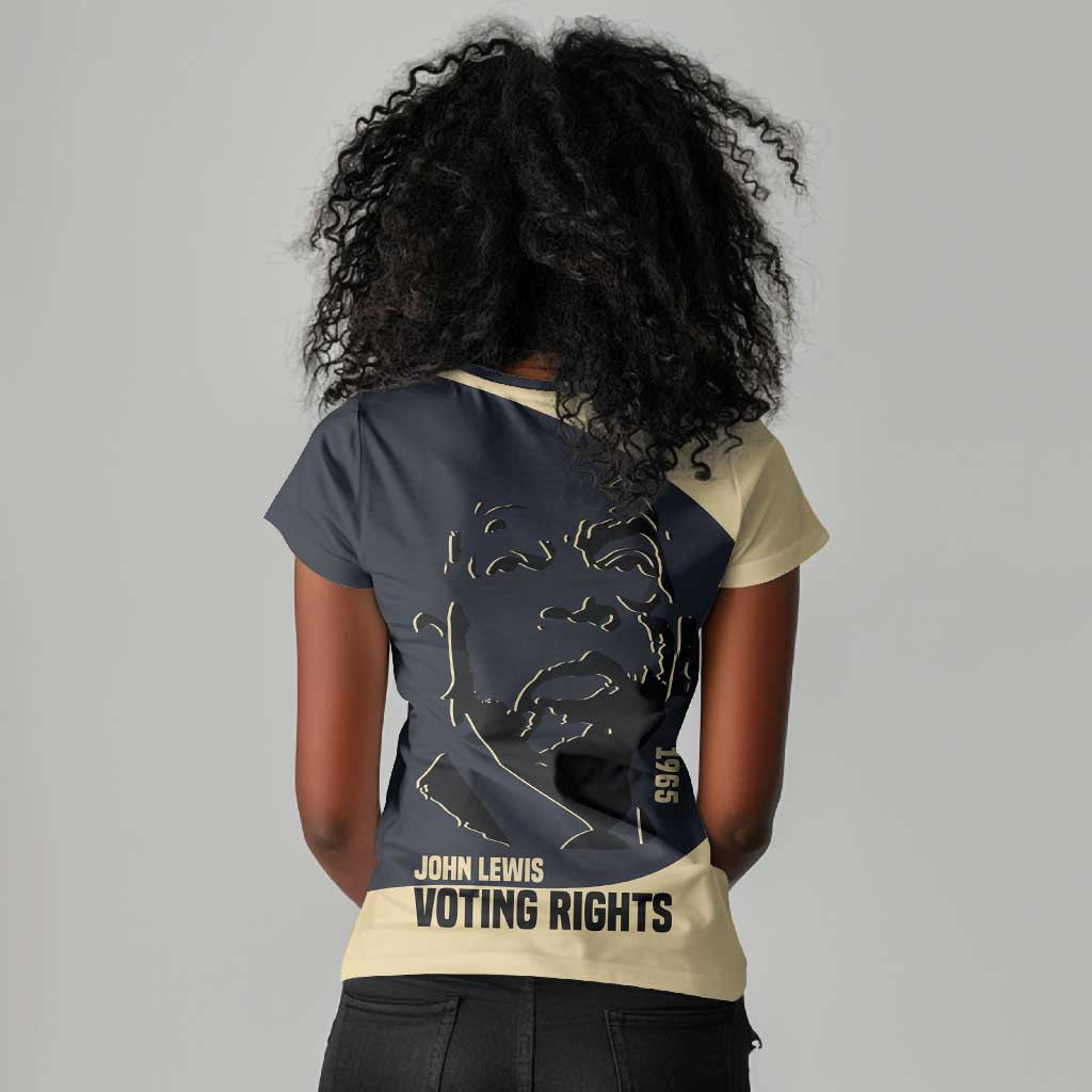 John Lewis Women V-Neck T-Shirt with Selma Bridge Graphic Civil Rights and Voting Rights Tribute - Wonder Print Shop
