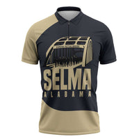 John Lewis Zipper Polo Shirt with Selma Bridge Graphic Civil Rights and Voting Rights Tribute - Wonder Print Shop