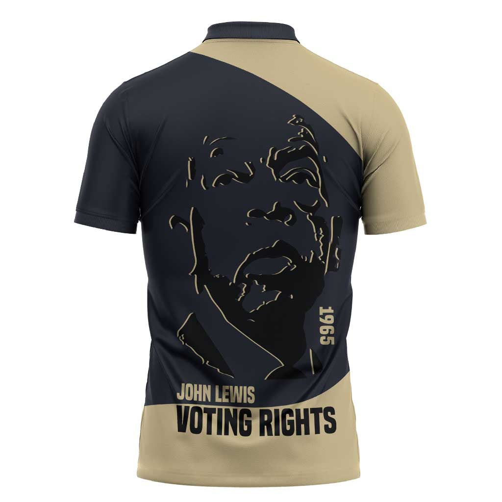 John Lewis Zipper Polo Shirt with Selma Bridge Graphic Civil Rights and Voting Rights Tribute - Wonder Print Shop